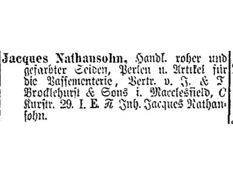 Adressbucheintrag Jaques Nathanson 1890