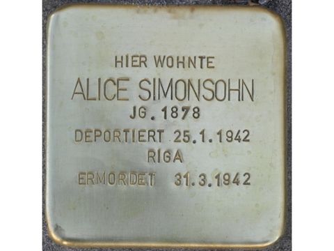 Stolperstein Alice Simonsohn (Bild: Stolpersteine-Initiative CW, Hupka)