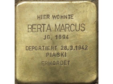 Stolperstein Berta Marcus (Bild: Stolpersteine-Initiative CW, Hupka)