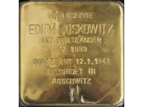 Stolperstein Edith Joskowitz (Bild: Stolpersteine-Initiative CW, Hupka)