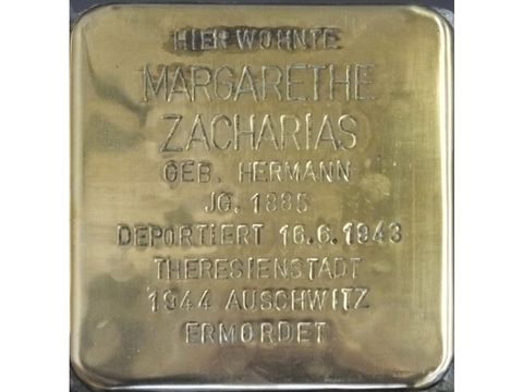 Stolperstein Margarethe Zacharias (Bild: Stolpersteine-Initiative CW, Hupka)