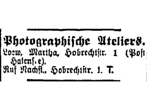 Adressbuchauszug des "Photographischen Ateliers", 1917