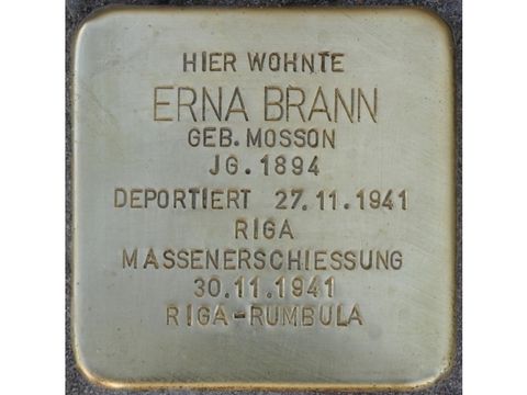 Stolperstein Erna Brann (Bild: Stolpersteine-Initiative CW, Hupka)
