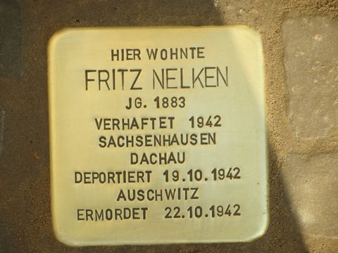 Stolperstein Fritz Nelken, Foto: F. Siebold, April 2013