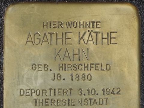Stolperstein Agathe Käthe Kahn (Bild: Stolpersteininitiative Charlottenburg-Wilmersdorf)