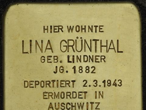 Stolperstein Lina Grünthal (Bild: Stolpersteininitiative Charlottenburg-Wilmersdorf)