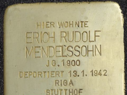Stolperstein Erich Rudolf Mendelssohn (Bild: Stolpersteine-Initiative CW)