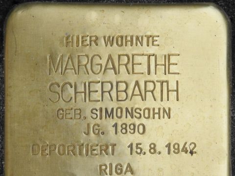 Stolperstein Margarethe Scherbarth (Bild: Stolpersteine-Initiative CW)