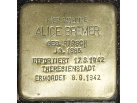 Stolperstein Alice Bremer (Bild: Stolperstein-Initiative CW)