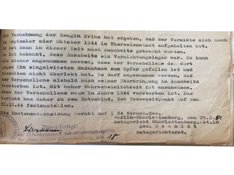 Die amtsgerichtliche Begründung zum Tod Herbert Kaysers.