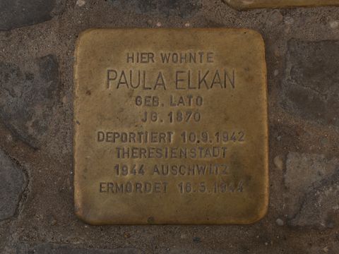 Stolperstein Paula Elkan, Foto: A. Bukschat & C. Flegel, 03.10.2012