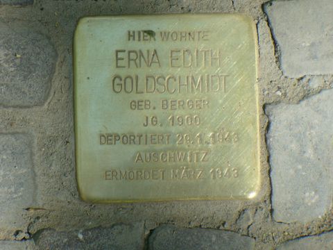 Stolperstein Erna Edith Goldschmidt (Bild: Bezirksamt Charlottenb.-Wdf., B.Plewa)