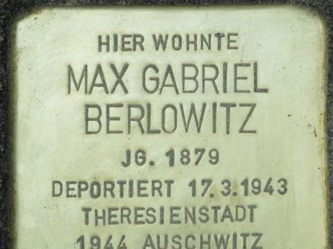 Stolperstein Max Gabriel Berlowitz, Foto:H.-J. Hupka, 2014