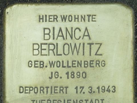 Stolperstein Bianca Berlowitz, Foto:H.-J. Hupka, 2014