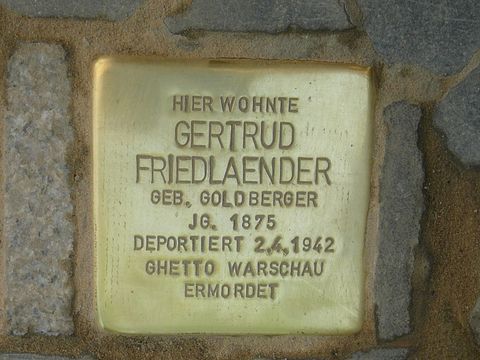 Stolperstein Gertrud Friedlaender (Bild: Stolpersteine-Initiative CW, W. Knoll)