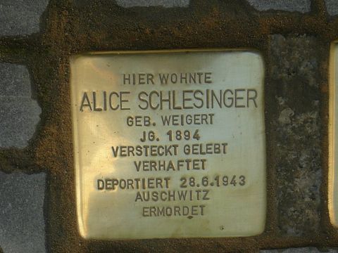 Stolperstein Alice Schlesinger (Bild: Stolpersteine-Initiative CW, W. Knoll)