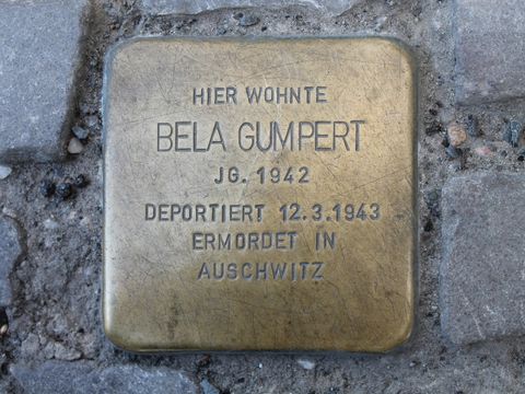 Stolperstein Bela Gumpert, Foto: J. Held, 5.3.2013