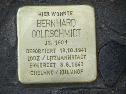 Stolperstein Bernhard Goldschmidt, Foto: F. Siebold, April 2013