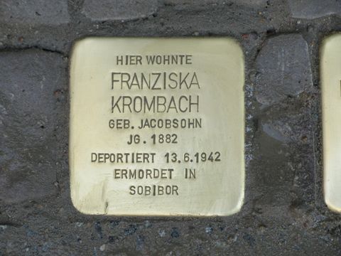 Stolperstein Franziska Krombach, Foto: F. Siebold, April 2013