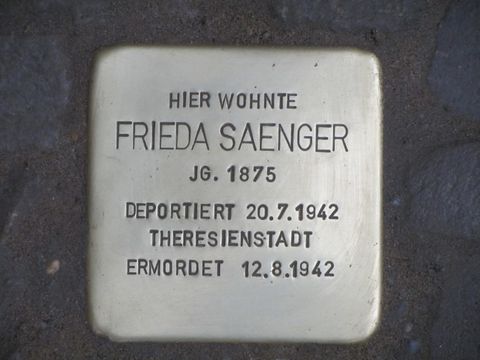 Stolperstein Frieda Saenger, Foto: F. Siebold, 2013