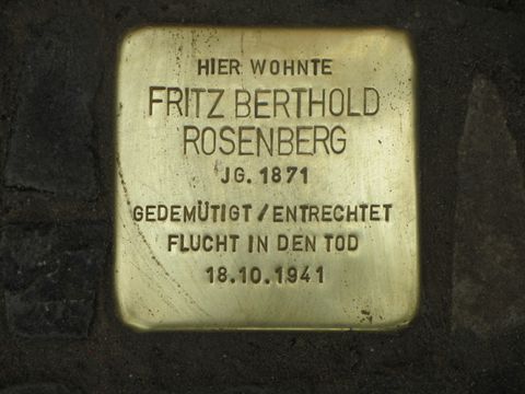 Stolperstein Fritz Berthold Rosenberg, Foto: F. Siebold, April 2013