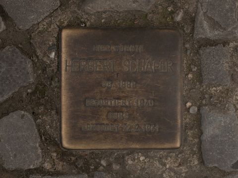 Stolperstein Herbert Schäfer, Foto: A. Bukschat & C. Flegel, 06.04.2012