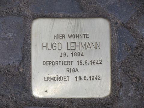 Stolperstein Hugo Lehmann, Foto: F. Siebold, Mai 2013