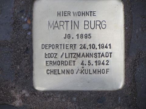 Stolperstein Martin Burg, Foto: F. Siebold, Juni 2013