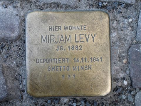Stolperstein Mirjam Levy, Foto: J. Held, 5.3.2013
