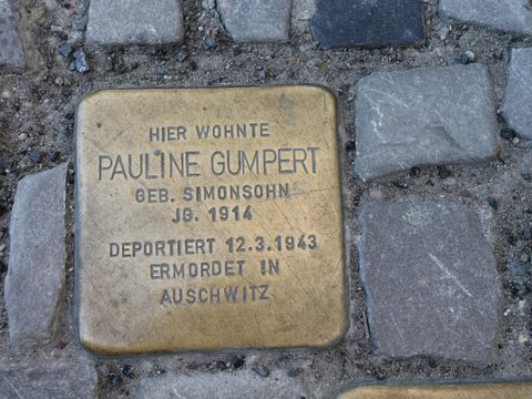 Stolperstein Pauline Gumpert, Foto: J. Held, 5.3.2013
