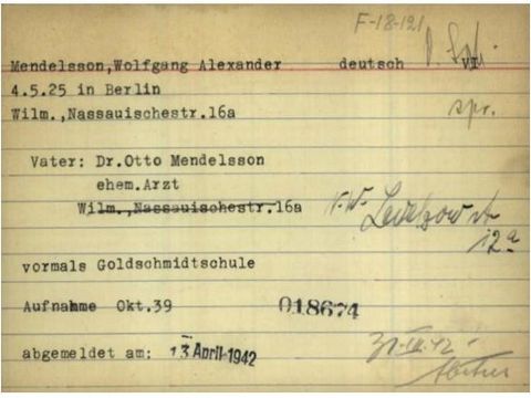 Schulkarte von Wolfgang Alexander Mendelsson