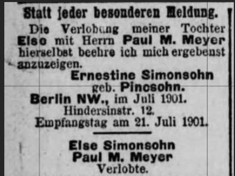 Verlobungsanzeige aus Ancestry, öffentliche Stammbäume