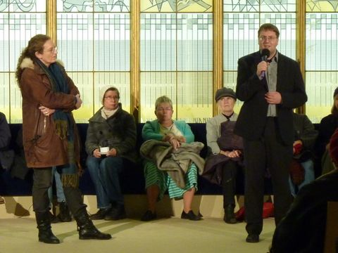 Im Schiller Theater mit Dramaturg Detlef Giese, 8.1.2011, Foto: KHMM
