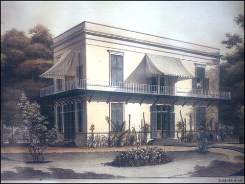 Leopold Zielcke - Schlossgarten Charlottenburg, der Neue Pavillon, 1835, Aquarell