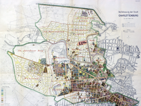 Stadtkarte: Bebauung der Stadt Charlottenburg, 1905.