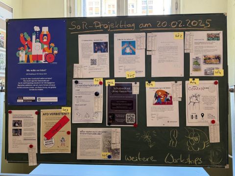 Tafel mit Workshops