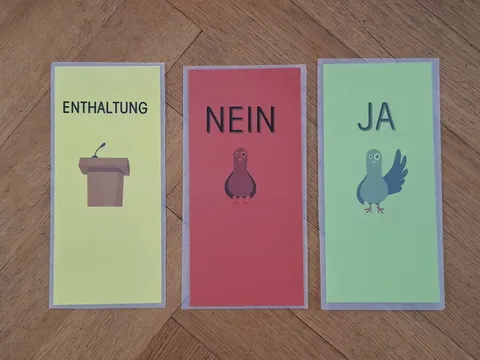 Abstimmungskarten im Jugend und Kinder Gremium
