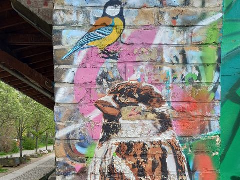 StreetArt Görlitzer Park - Blaumeise und Sperling