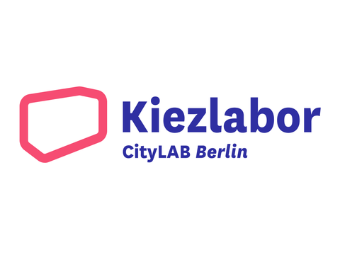 Logo und blauer Schriftzug "Kiezlabor CityLAB Berlin"