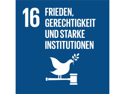 Icon Nachhaltigkeitsziel 16 Friedrich, Gerechtigkeit und starke Institutionen