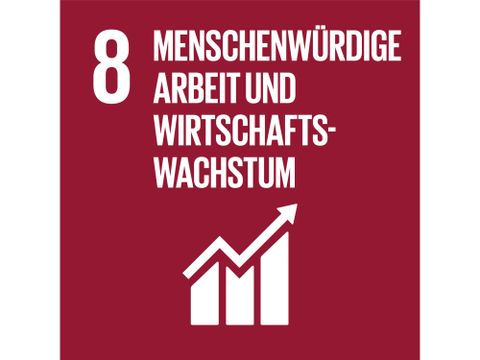 Icon Nachhaltigkeitsziel 8 Menschenwürdige Arbeit und Wirtschaftswachstum