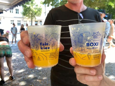 Mehrweg auf dem Boxhagener Wochenmarkt