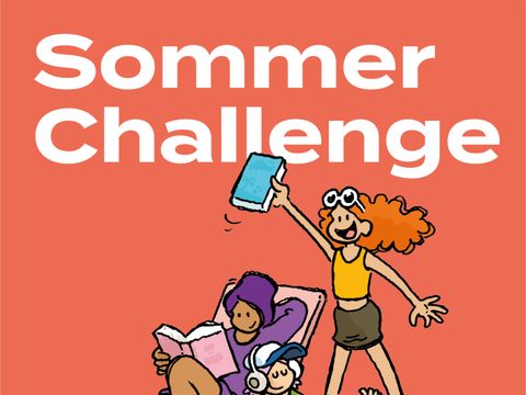 Grafik Sommerchallenge: Zeichnung Jugendliche beim Lesen und Musikhören
