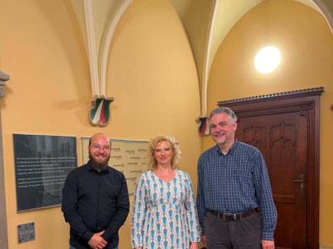 Robert Zückmantel (KatSB Sen WGP, Bezirksstadrätin Dr. Catrin Gocksch und Torsten Adrian vom Sana-Klinikum