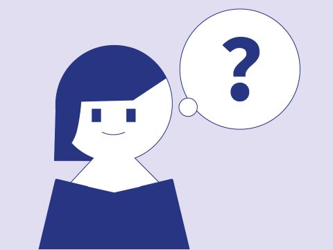 Abbildung: Zeigt eine Person mit einer Luftblase, darin ist ein Fragezeichen