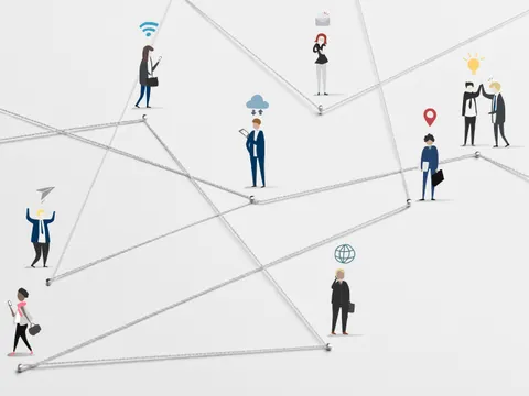 Netzwerk dargestellt mit Verbindungslinien zu verschiedenen Menschen