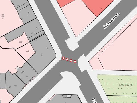 Schematische Darstellung Modalfilter Antonstraße / Ruheplatzstraße