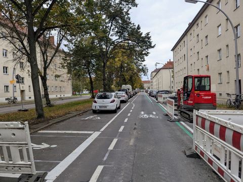 Die Fahrradstraße Togostraße in Bau