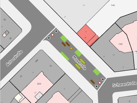 Schematische Darstellung: Fußgängerzone Maxstraße