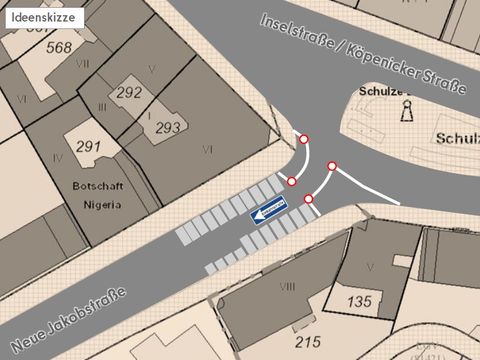 Schematische Darschtellung: Verengung Neue Jakobstraße